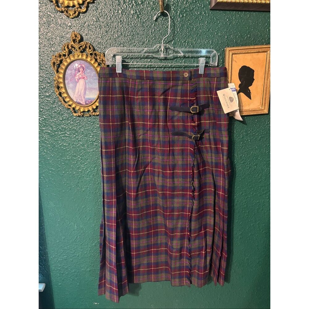 Pendleton Vintage Tartan 100% Virgin Wool Midi Length Skirt With Pleat Sz 14W